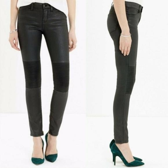 Madewell Skinny Skinny Racetrack Black Coated Moto Jeans Size 28 - Picture 3 of 13